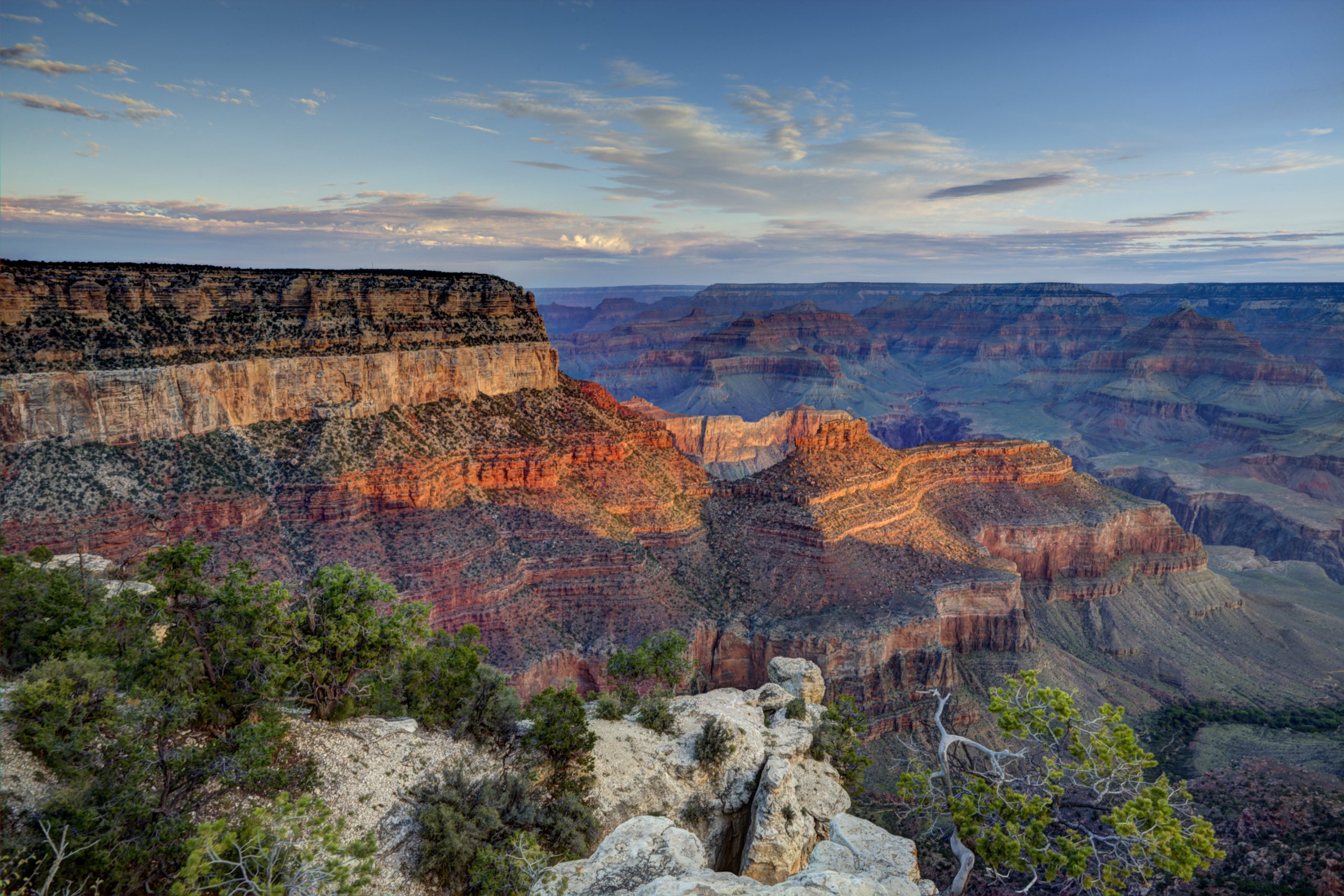 The canyon is shown with many layers