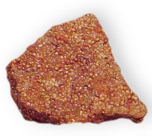 A red form of hematite called oolitic showing a mass of small round nodules