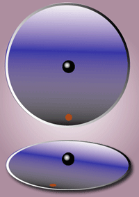 By Hubi Animation illustrating a ball thrown on a rotating disc. Viewed from the perspective of a stationary viewer on the disc, it appears to follow a curved path.