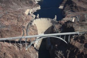 The dam has a large lake behind it