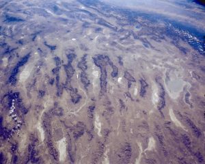 There is a series of mountains and valleys