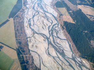 The river has many inter-braided channels.