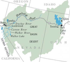 By C.E. Soulard, USGS The area covers most of Nevada, easternmost California, southern Idaho, and western Utah.