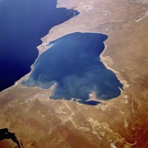 Public domain, by NASA The lagoon is just inside the coastline.
