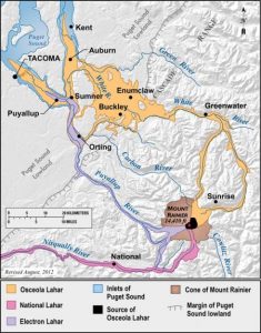 The cities are on top of old lahar deposits