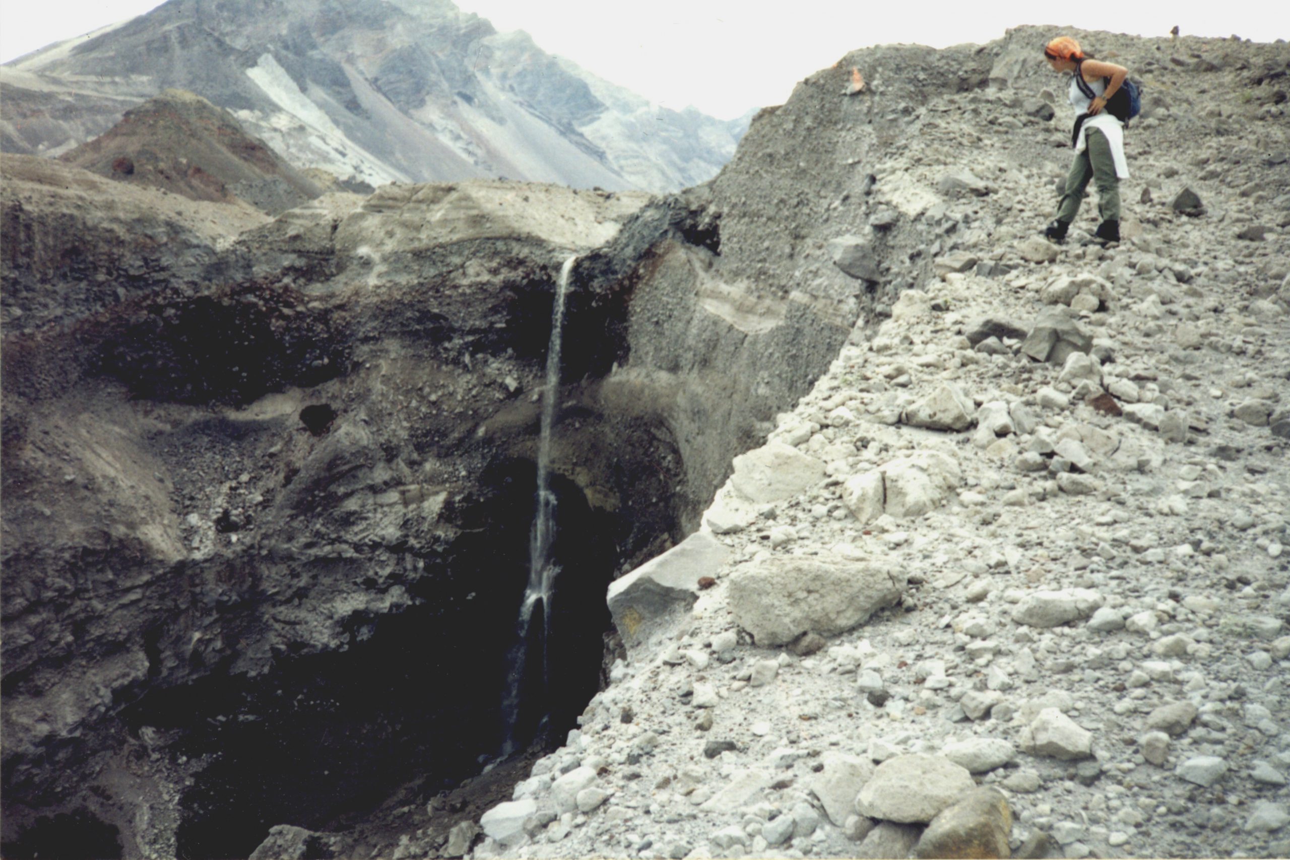 A person is looking into the canyon.