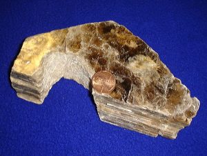 Crystal of muscovite mica showing sheet structure of the mineral