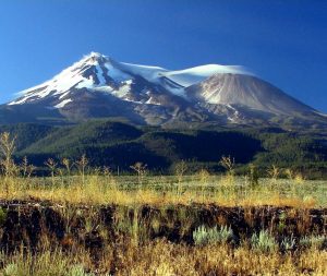 A smaller parasitic cone called Shastina on the flanks of Mt. Shasta in Washington