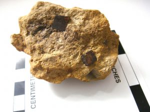 By Matt Affolter Goethite is in cubes, though it usually is not. Pyrite is in cubes.
