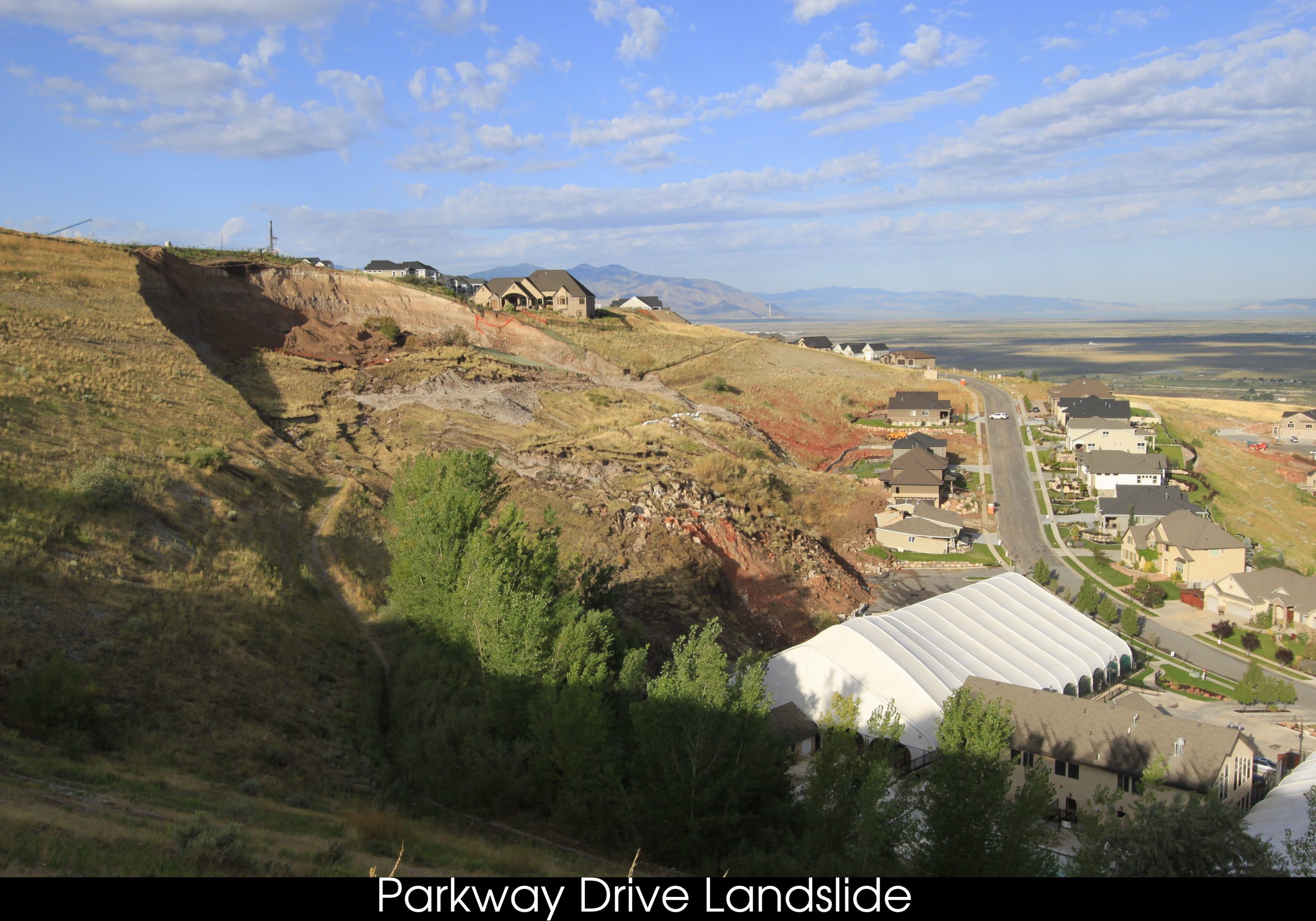 Scarp and displaced material from the North Salt Lake (Parkview) slide of 2014.