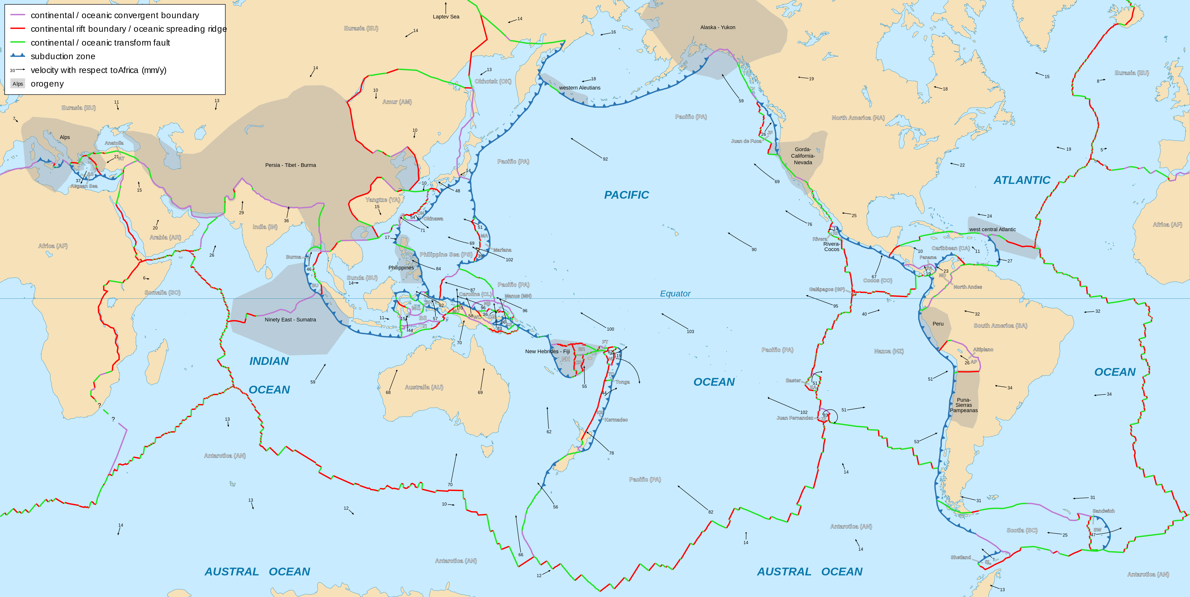The map shows many plates.