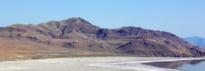 Wave notches carved by Lake Bonneville, Antelope Island, Utah.