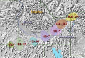 The hotspot started near the Idaho-Oregon-Nevada boarder, then moved toward its present location neat the Wyoming-Idaho-Montana boarder.