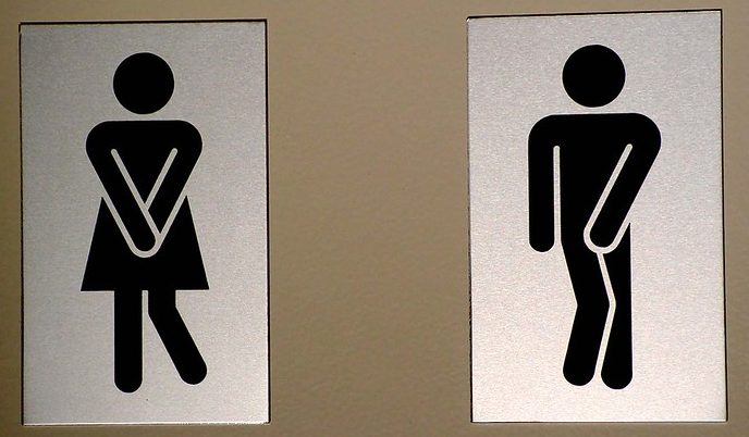 Signs for mens and women's washroom. 