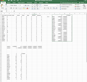 luster example excel sheet from step 4 with averages.