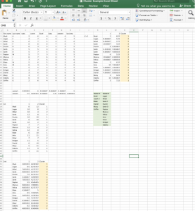 Cluster example excel sheet for steps 5 and 6