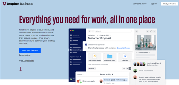 Dropbox website