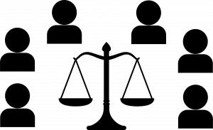“Ethics Committee.png” by Meredith Pomietlo for Chippewa Valley Technical College is licensed under CC BY 4.0 Image showing a balance scale icon surrounded by six people bust shapes