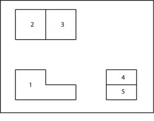 Orthographic layout of the previous isometric shape.