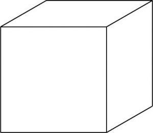 Cube to practice oblique dimensioning.