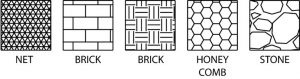 Hatch patterns use to illustrate the sectioned portion of the view.