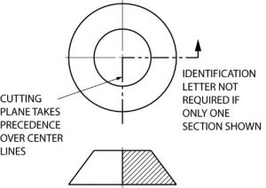 Showing a section line being used in a drawing.