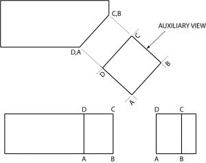 Top Auxiliary view drawing process.