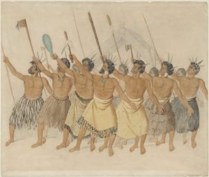 A group of Maori war dancers