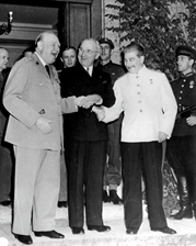 Churchill, Truman, and Stalin together at an event