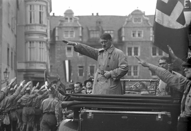 Hitler saluting a crowd