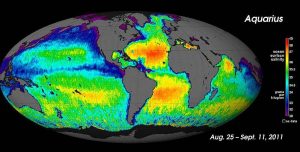 For large-scale salinity measurements, oceanographers can use satellites, such as the Aquarius satellite, which was able to measure surface salinity differences as small as 0.2 PSU as it mapped the ocean surface every seven days.