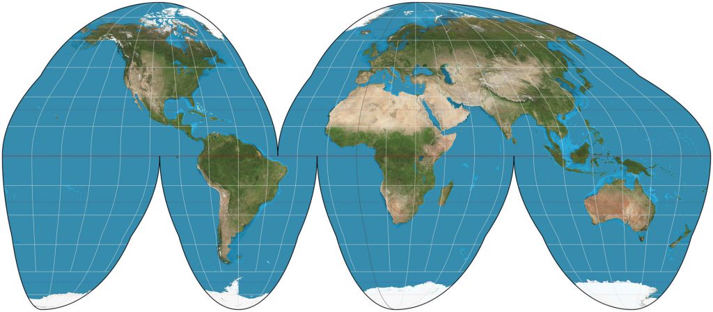 Goode homolosine map of the world