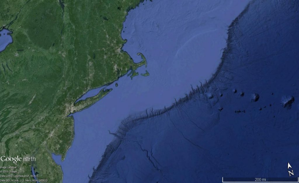 Physiographic map of the southern New England coast