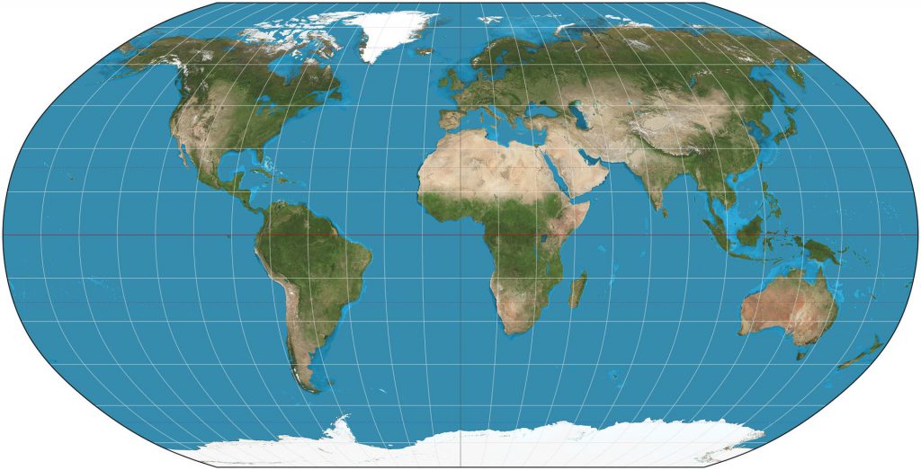 Robinson planisphere map of the world.