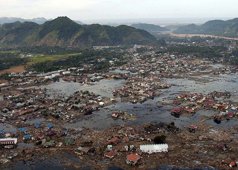 Photograph of a village in Sumatra following the Indonesia Tsunami in December 2004