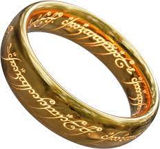 An image of a gold ring with magical writing on it.