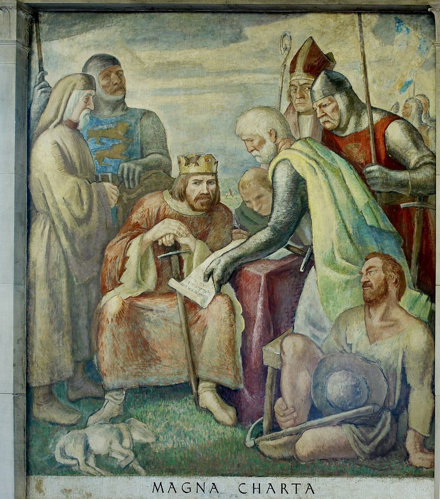 Oil painting "Magna Charta" located in stairway of Great Hall, Department of Justice, Washington, D.C.