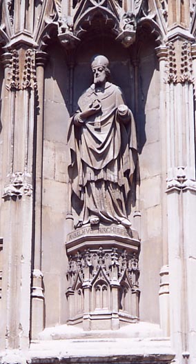 Statue of Anselm, Archbishop of Canterbury, from the exterior of Canterbury Cathedral