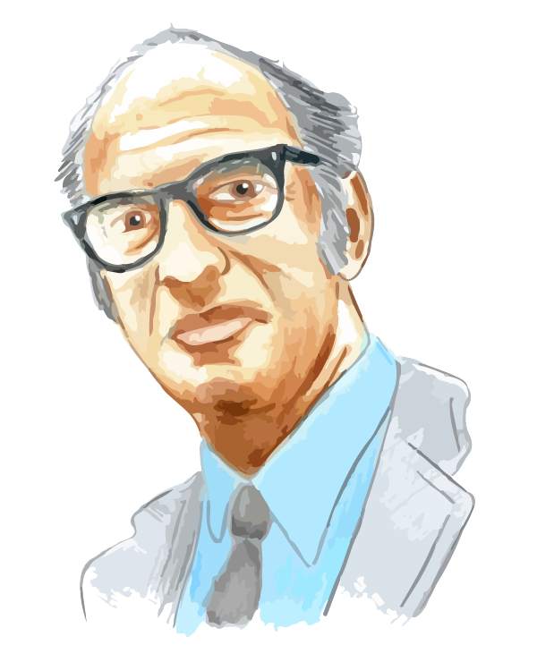 Colorized drawing of Thomas Kuhn