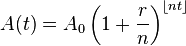 FV Periodic Compounding: Finding the FV (A(t)) given the PV (Ao), nominal interest rate (r), number of compounding periods per year (n), and number of years (t).