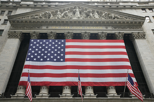 Image of the front of the New York Stock Exchange building.