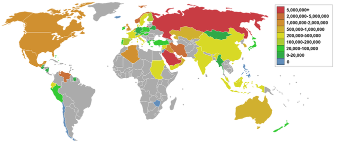 Map of oil exports.