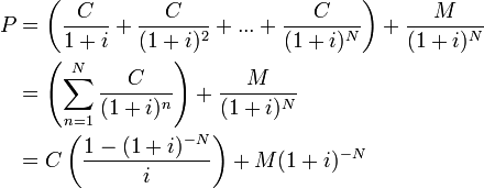 Formula for bond price