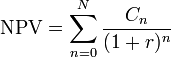 Calculating IRR: NPV formula with r as IRR