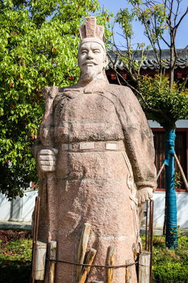 Statue of Zhang Qian in Chenggu, China. Zhang Qian is still celebrated today in China as an important diplomat and pioneer of the silk road.