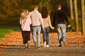 Students walking around campus.