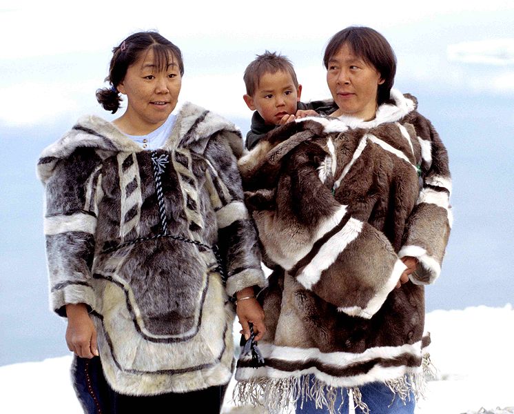 Two Inuit women and child