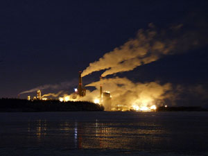 Stora Enso pulp and paper mill in Oulu seen from Pikisaari