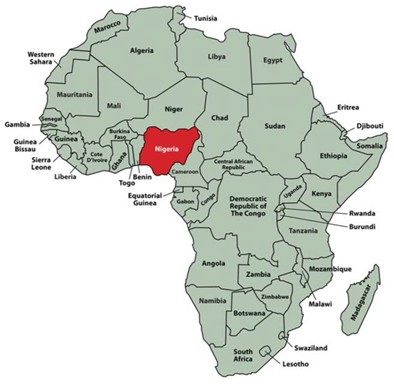 Map of Africa with Nigerian Emphasis