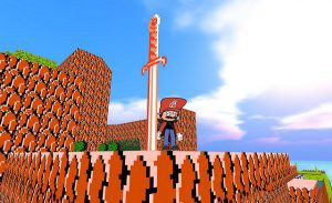 A Mario-Minecraft mashup image.